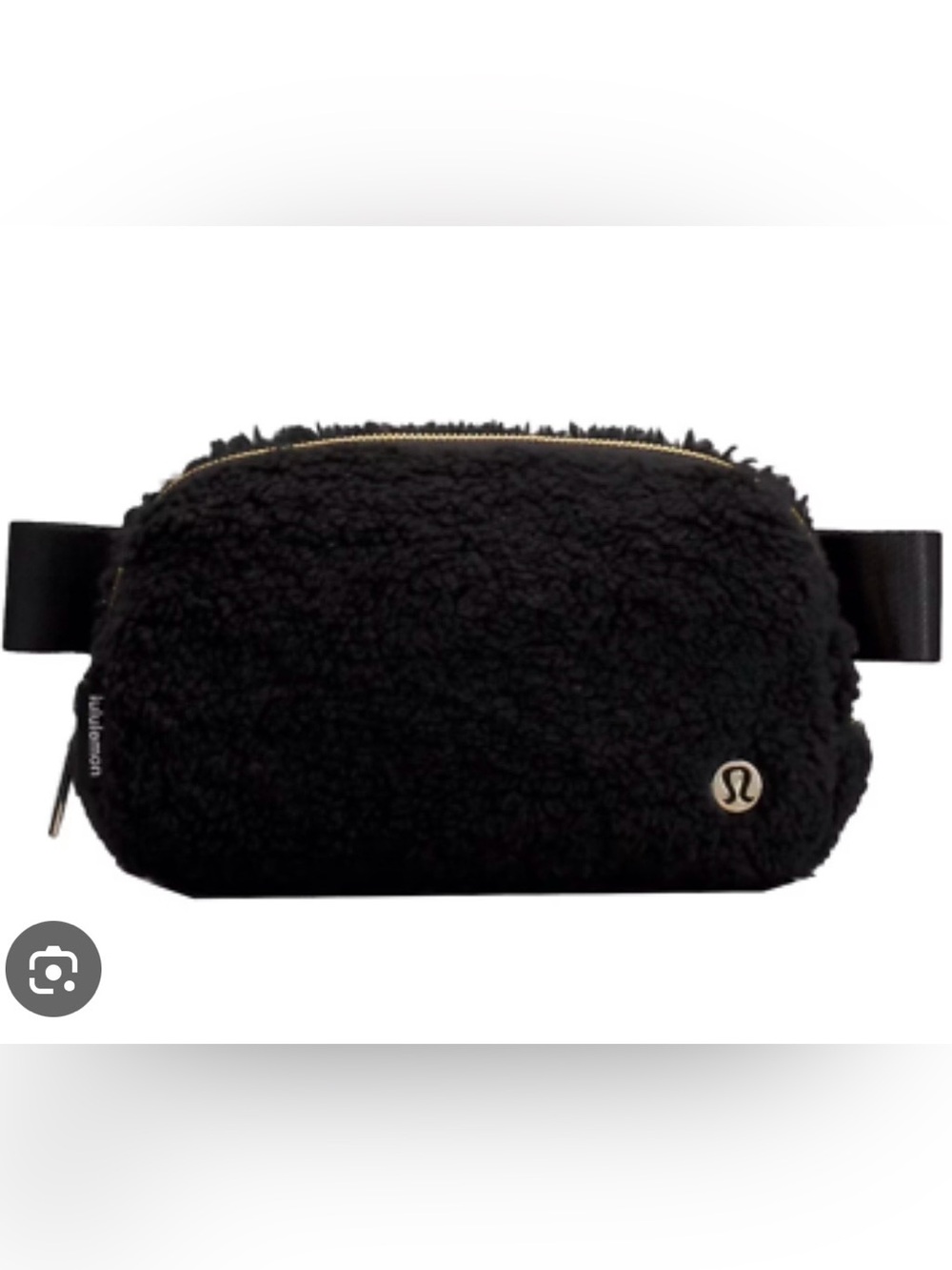 lululemon athletica Black Sherpa Belt Bag with Gold Accent